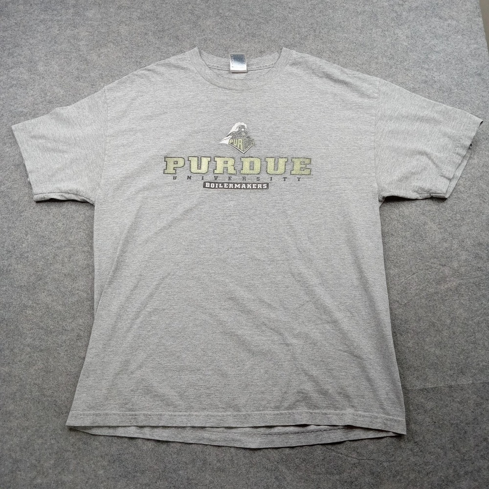 Purdue‎ Boilermakers Shirt Mens XL Gray NCAA Football Graphic Tee Short Sleeve